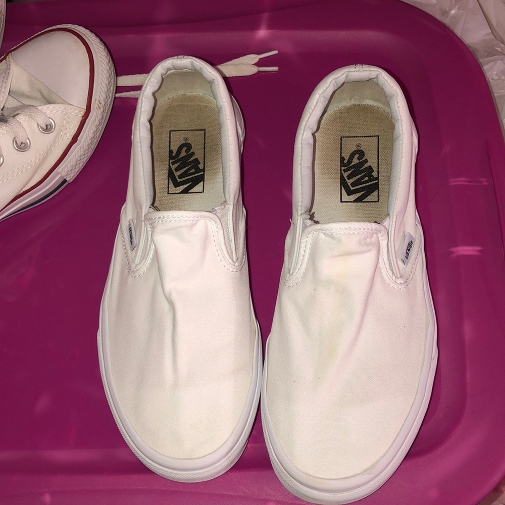 white slip on vans